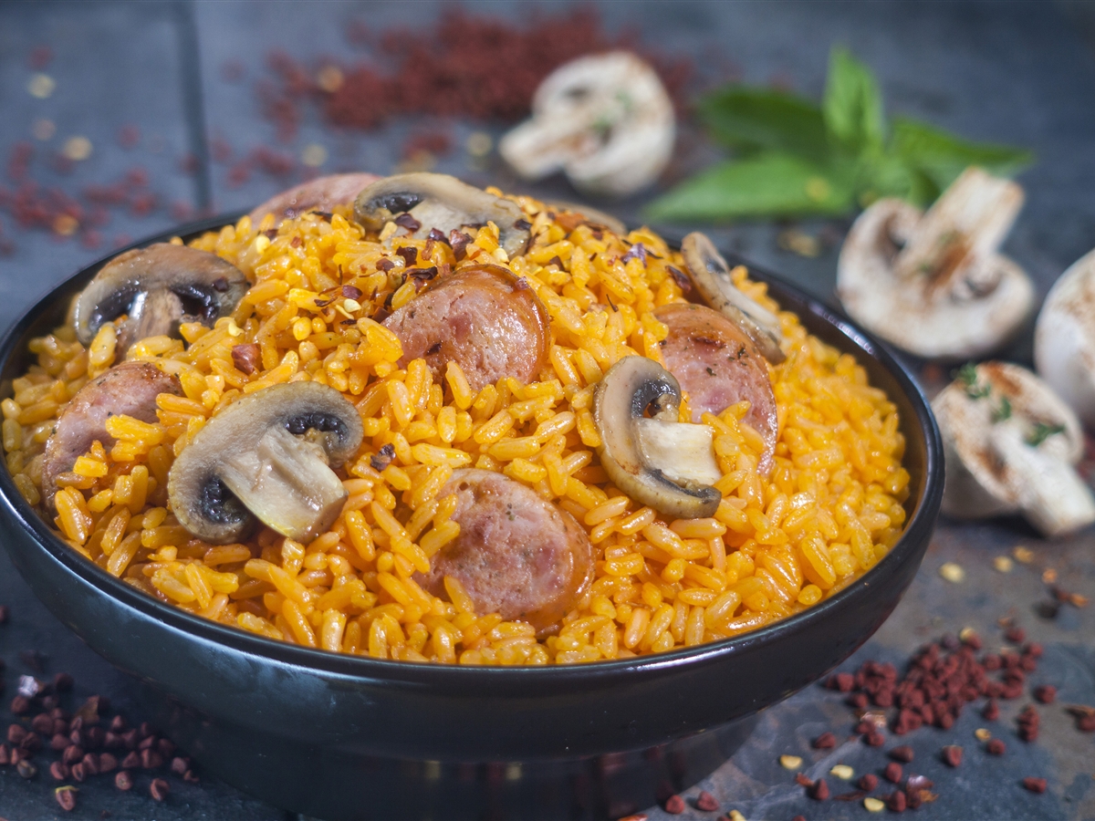 Arroz con Champiñones y Chorizo El
